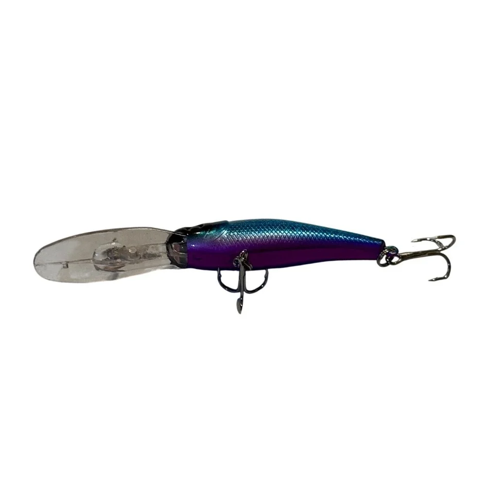 Blue Purple Iridescent Deep Diver‎ Crankbait Fishing Lure 4 Inch Treble Hooks